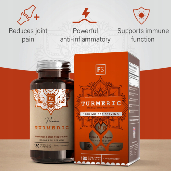 Focus Supplements Ekstrakt z kurkumy, imbiru i Czarnego pieprzu 180 Kapsułek